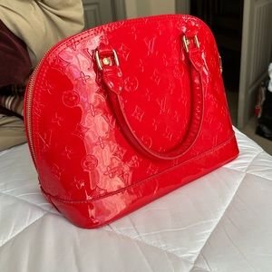 Red hand bag satchel